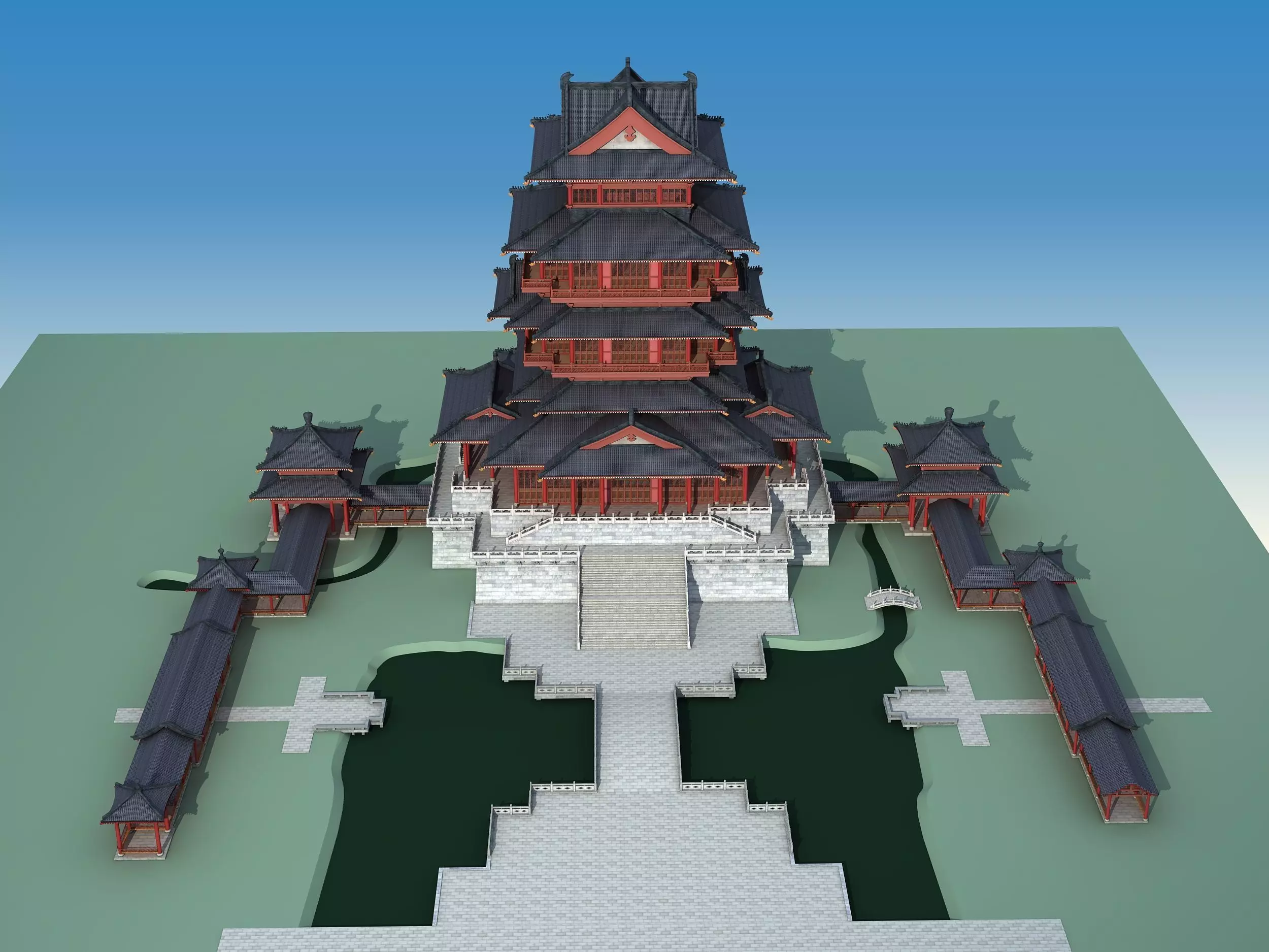 Chinese palace architecture Low-poly 3D model_6