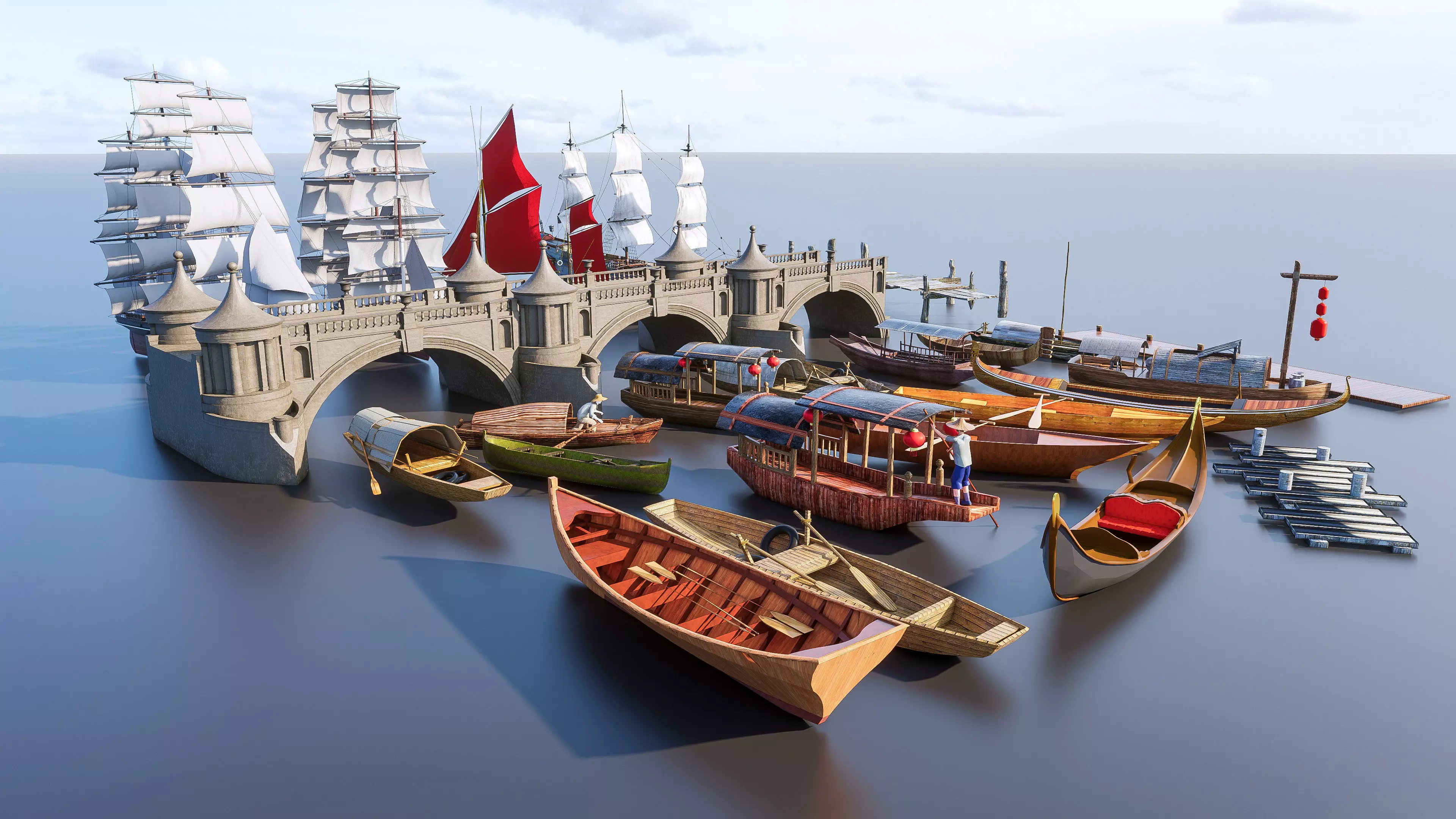 Wooden boat collection 4 3D model_11