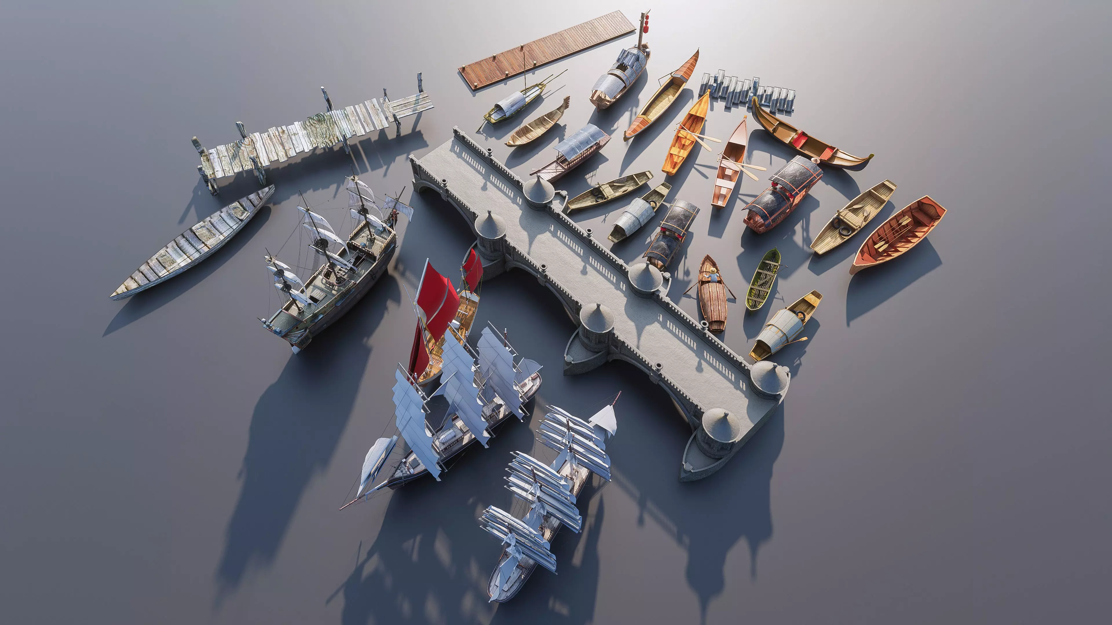 Wooden boat collection 4 3D model_17