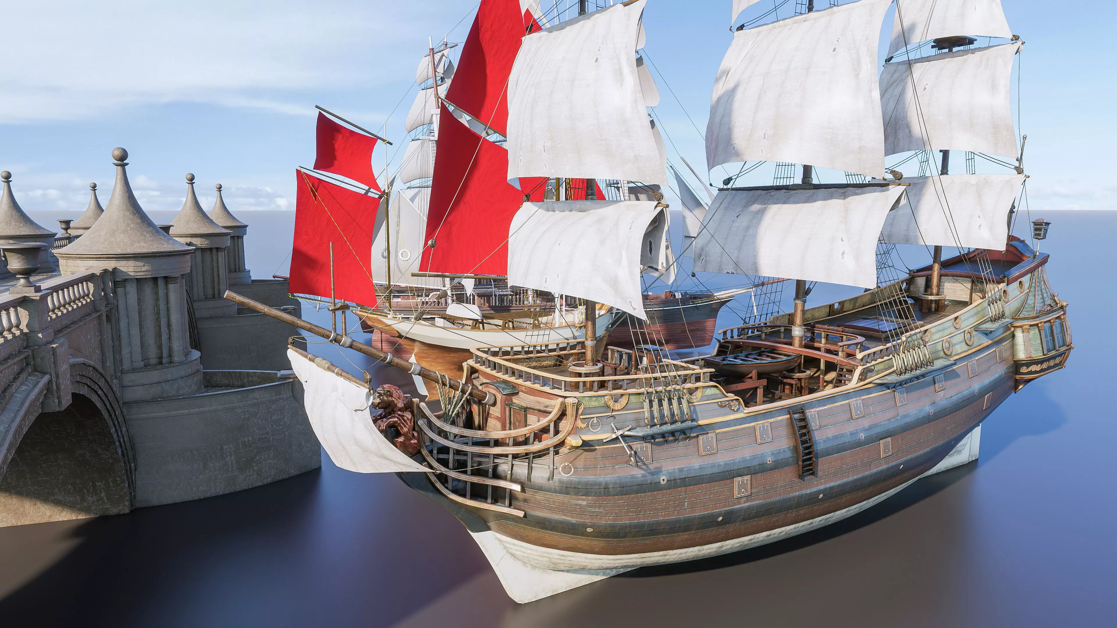 Wooden boat collection 4 3D model_7