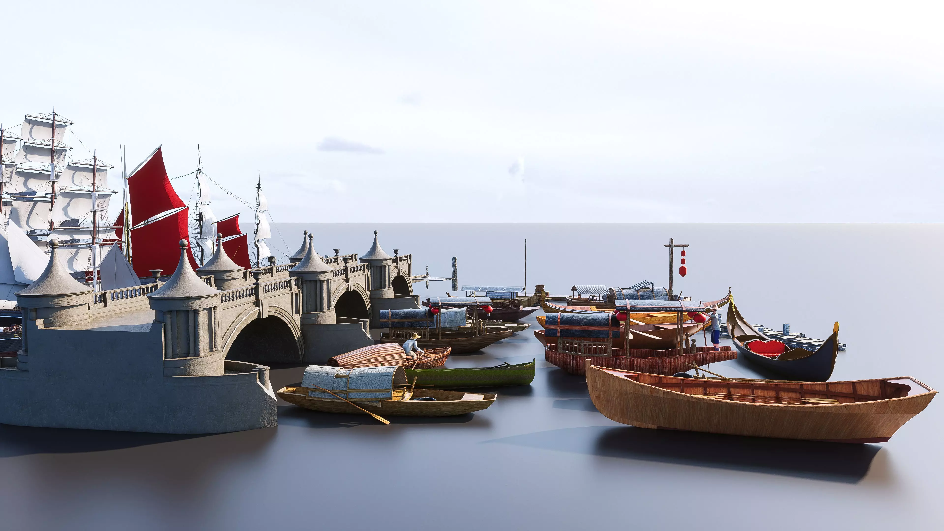 Wooden boat collection 4 3D model_10