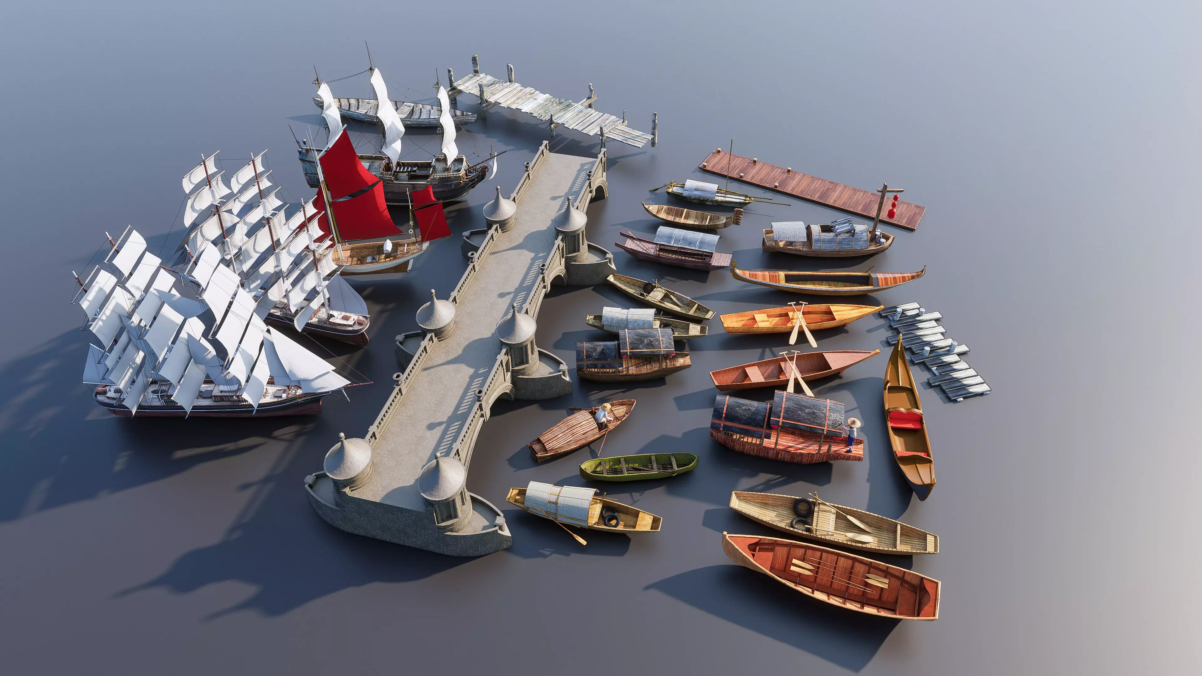 Wooden boat collection 4 3D model_18