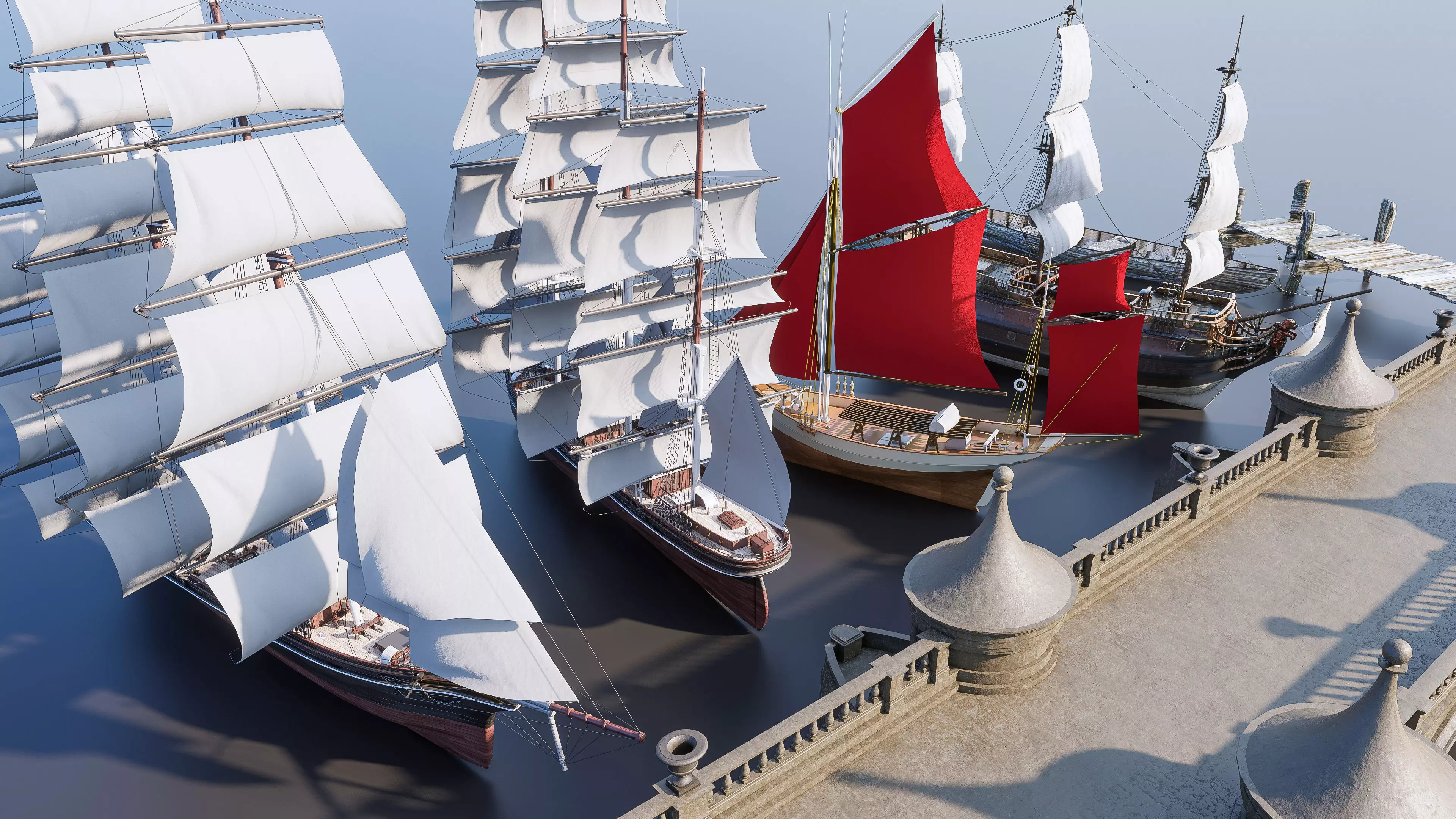 Wooden boat collection 4 3D model_5