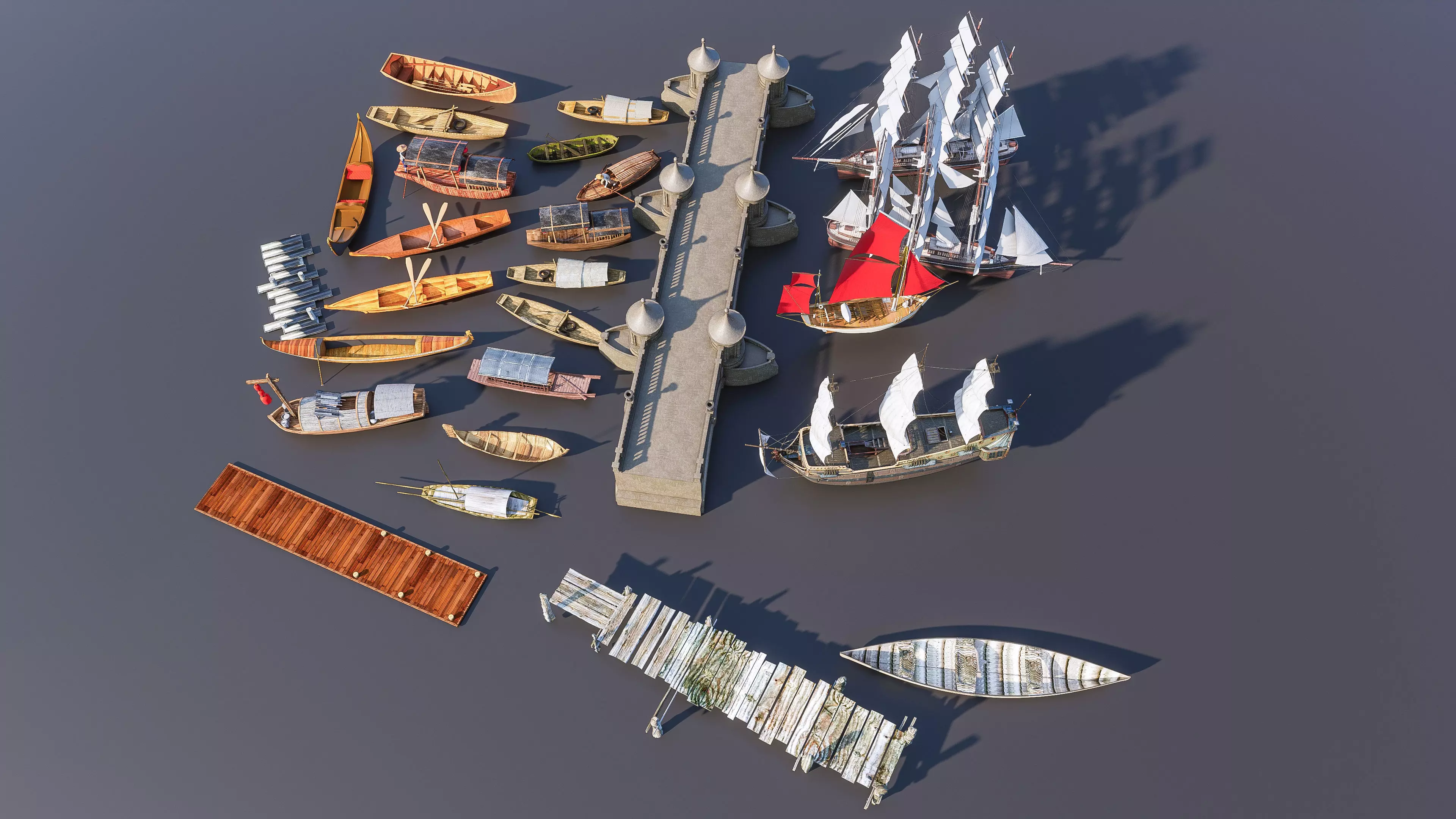 Wooden boat collection 4 3D model_16