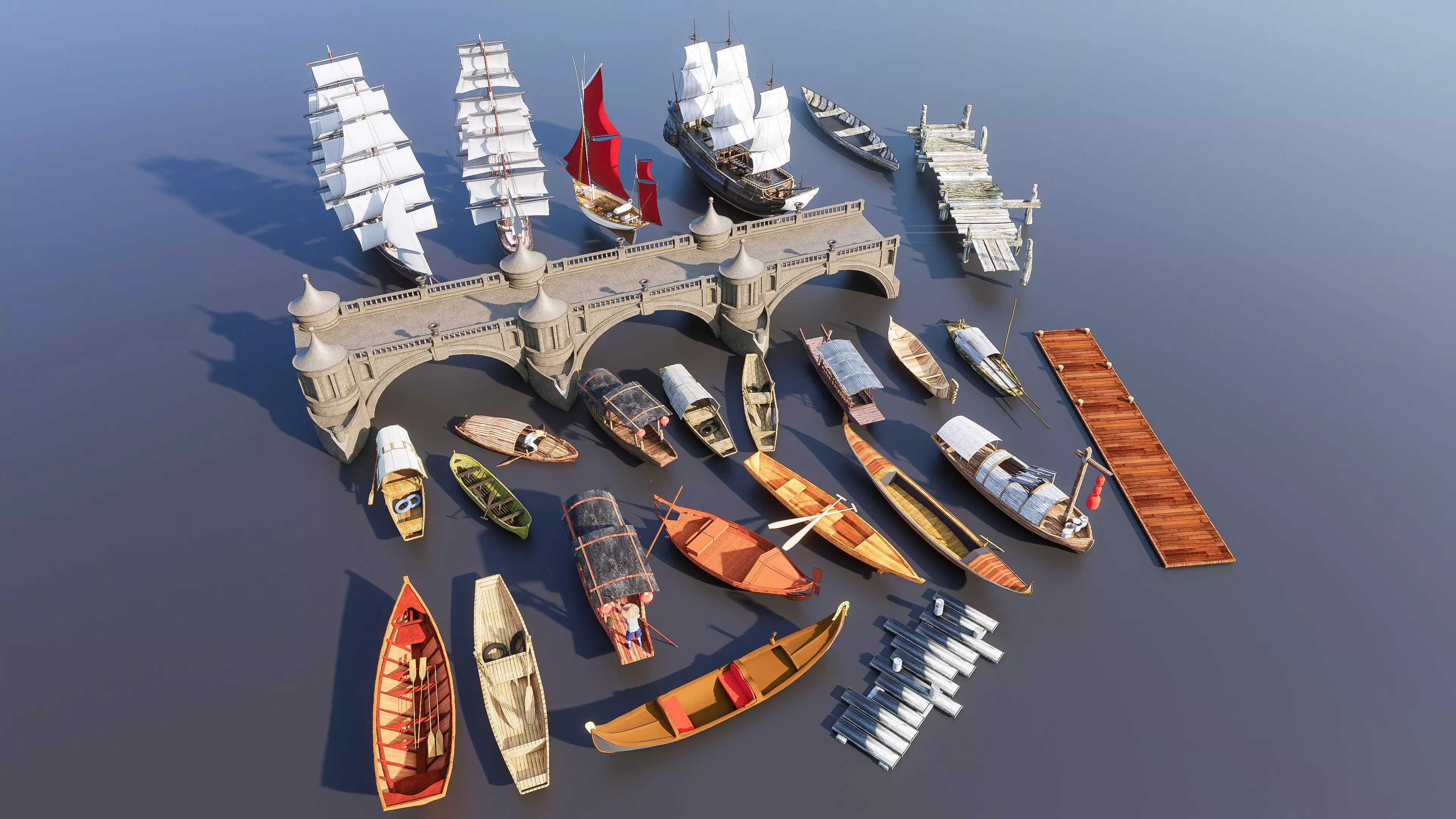 Wooden boat collection 4 3D model_19