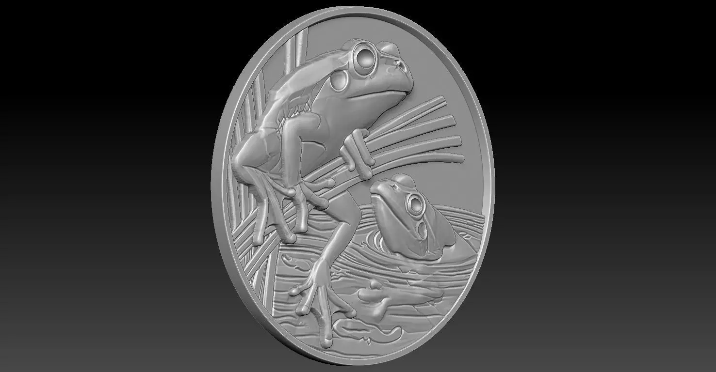 frog coin CNC Relief Model 3D print model_2