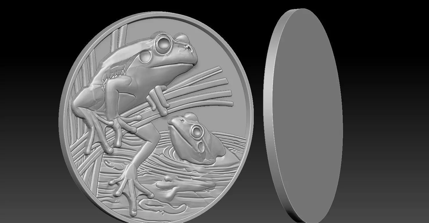frog coin CNC Relief Model 3D print model_5
