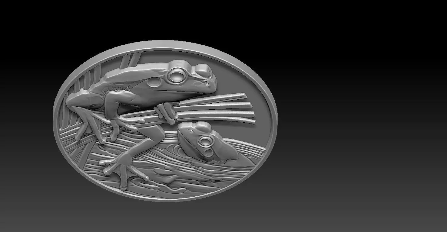 frog coin CNC Relief Model 3D print model_7