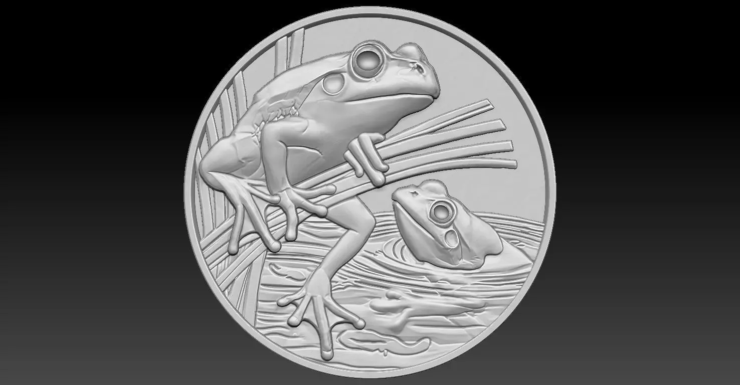 frog coin CNC Relief Model 3D print model_3