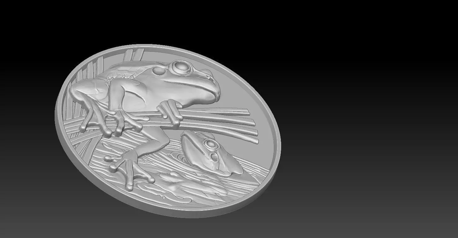 frog coin CNC Relief Model 3D print model_6
