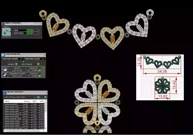 Two ways to wear stl 3dm gold jewelry pendant model jp0384