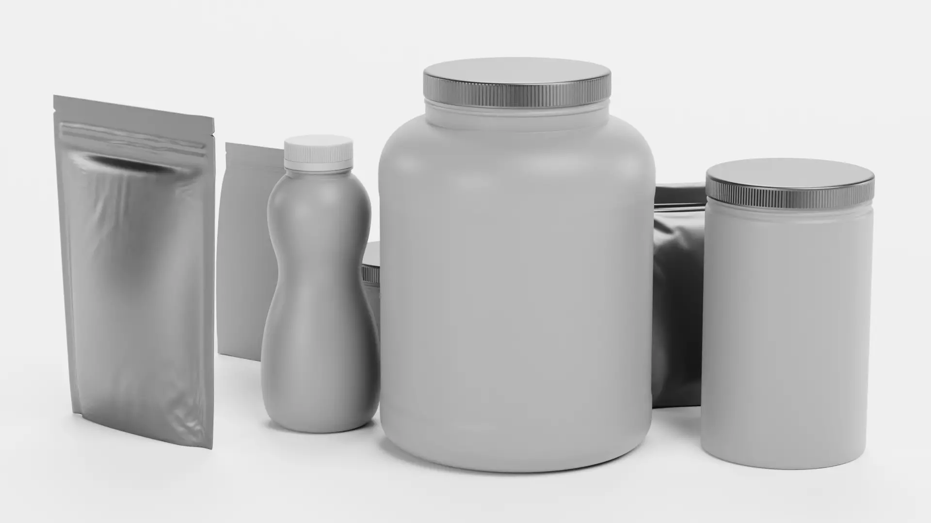 10 Sport Nutrition Containers - Product Packaging Collection Low-poly 3D model_5