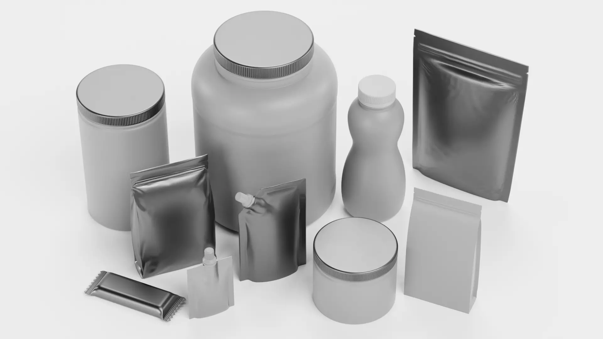 10 Sport Nutrition Containers - Product Packaging Collection Low-poly 3D model_1