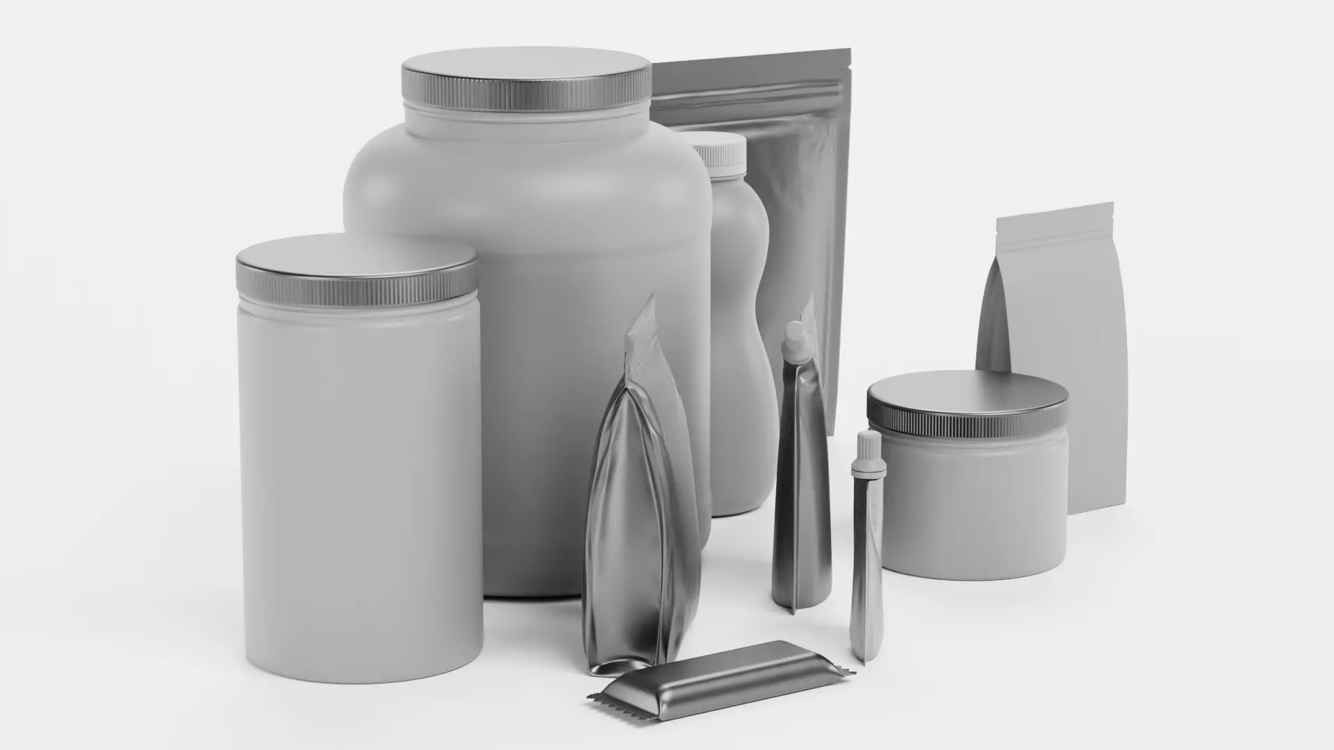 10 Sport Nutrition Containers - Product Packaging Collection Low-poly 3D model_4