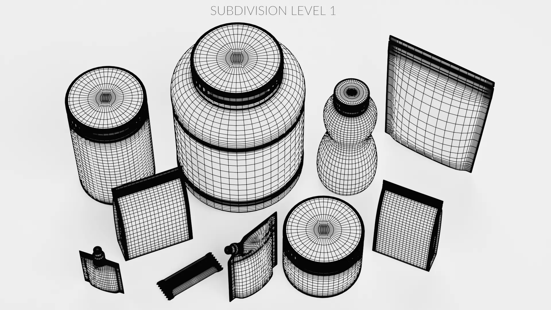 10 Sport Nutrition Containers - Product Packaging Collection Low-poly 3D model_23