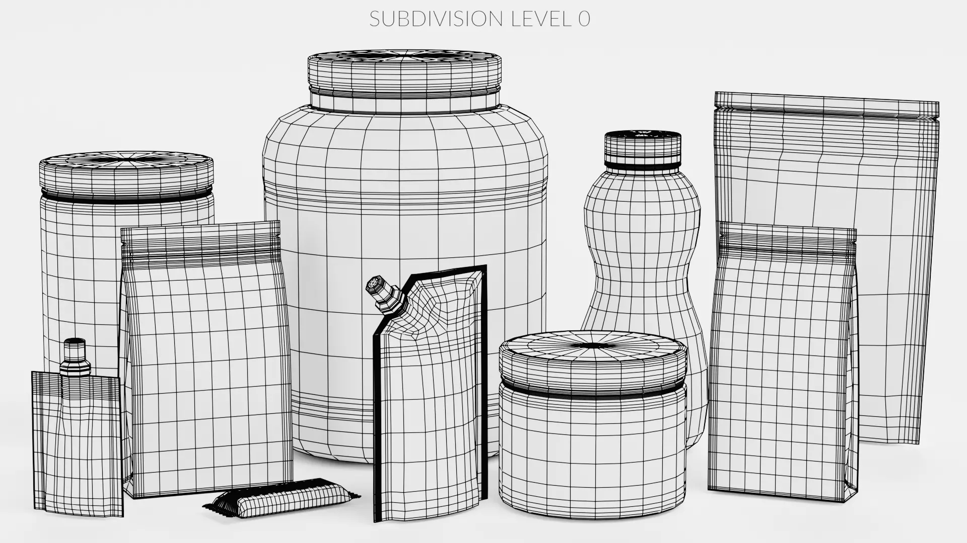 10 Sport Nutrition Containers - Product Packaging Collection Low-poly 3D model_20