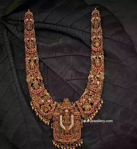 Temple Venkateswara Haram 3D Mesh Model  Antique Gold Necklace 