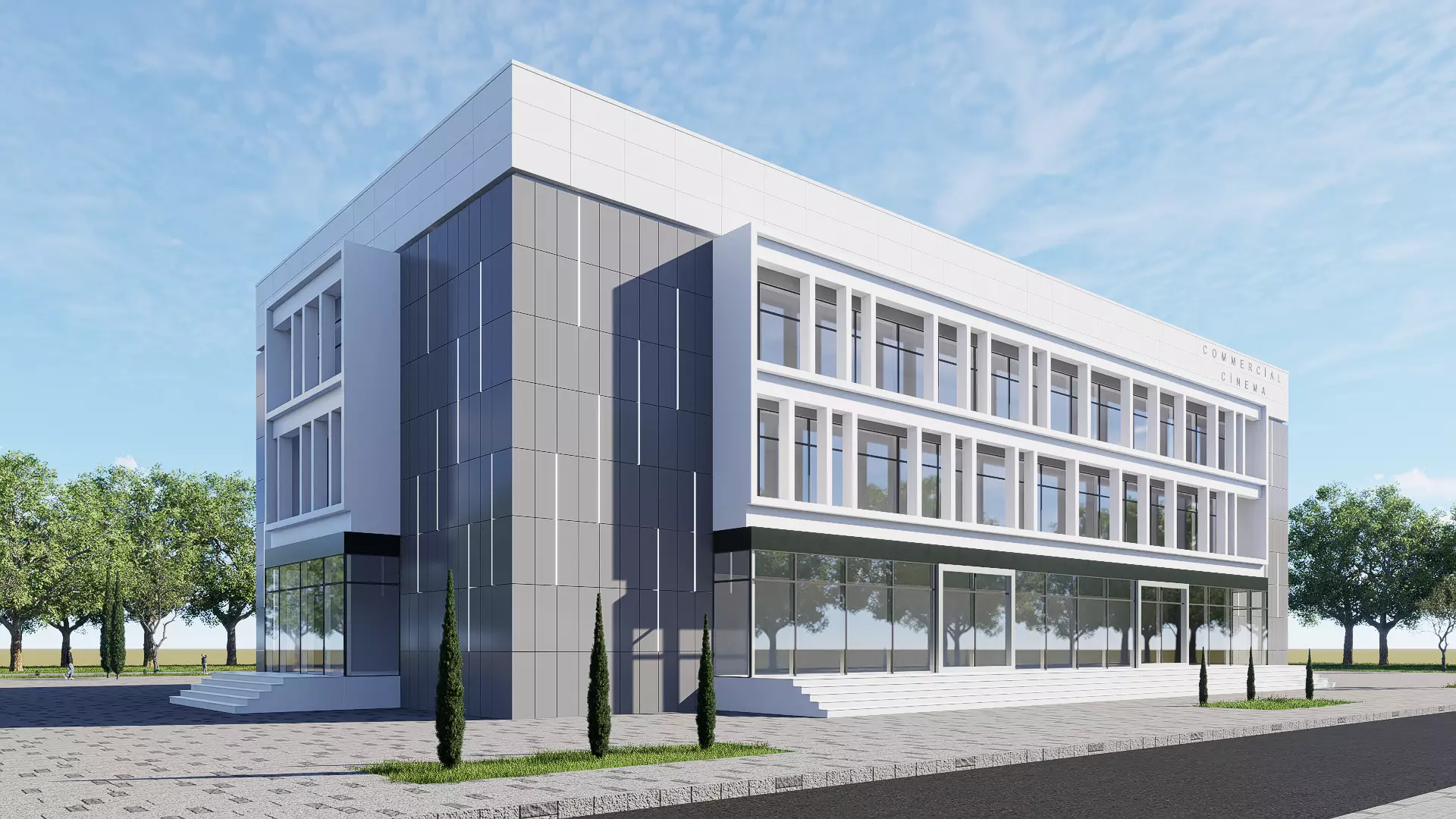 realistic 3d building Low-poly 3D model_3