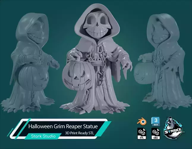 Halloween Grim Reaper Statue 3D Print Ready STL