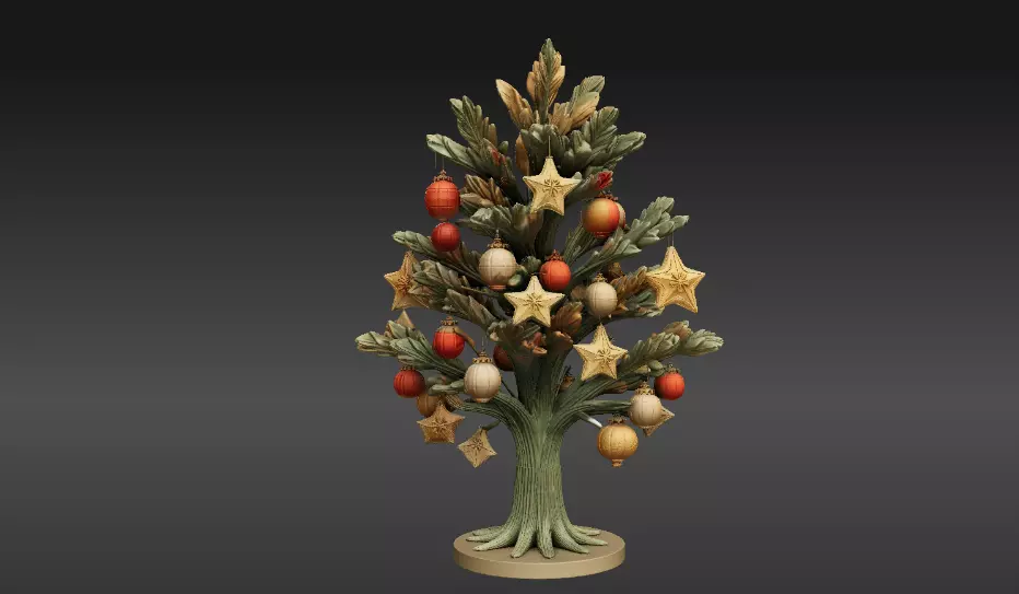 Seasonal Ornament Tree 3D Model Festive Print-Ready Decoration 3D print model