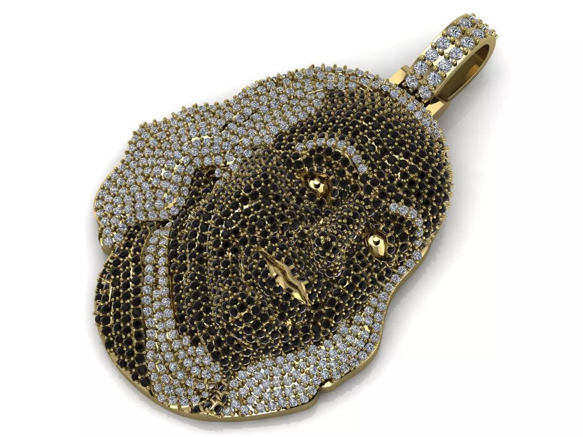 Benjamin Franklin Pendant Diamond Gold 3D print model_20