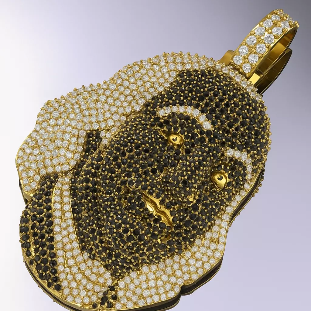 Benjamin Franklin Pendant Diamond Gold 3D print model_27