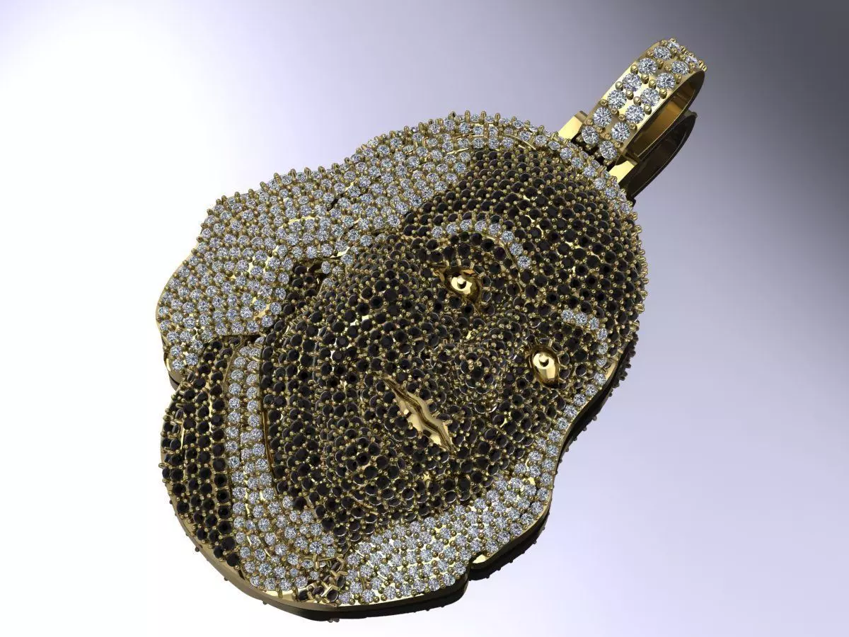 Benjamin Franklin Pendant Diamond Gold 3D print model_38