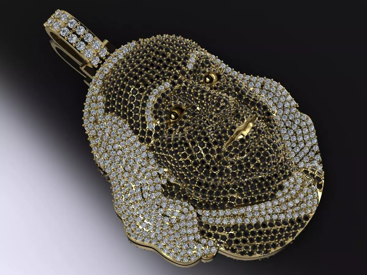 Benjamin Franklin Pendant Diamond Gold 3D print model_18