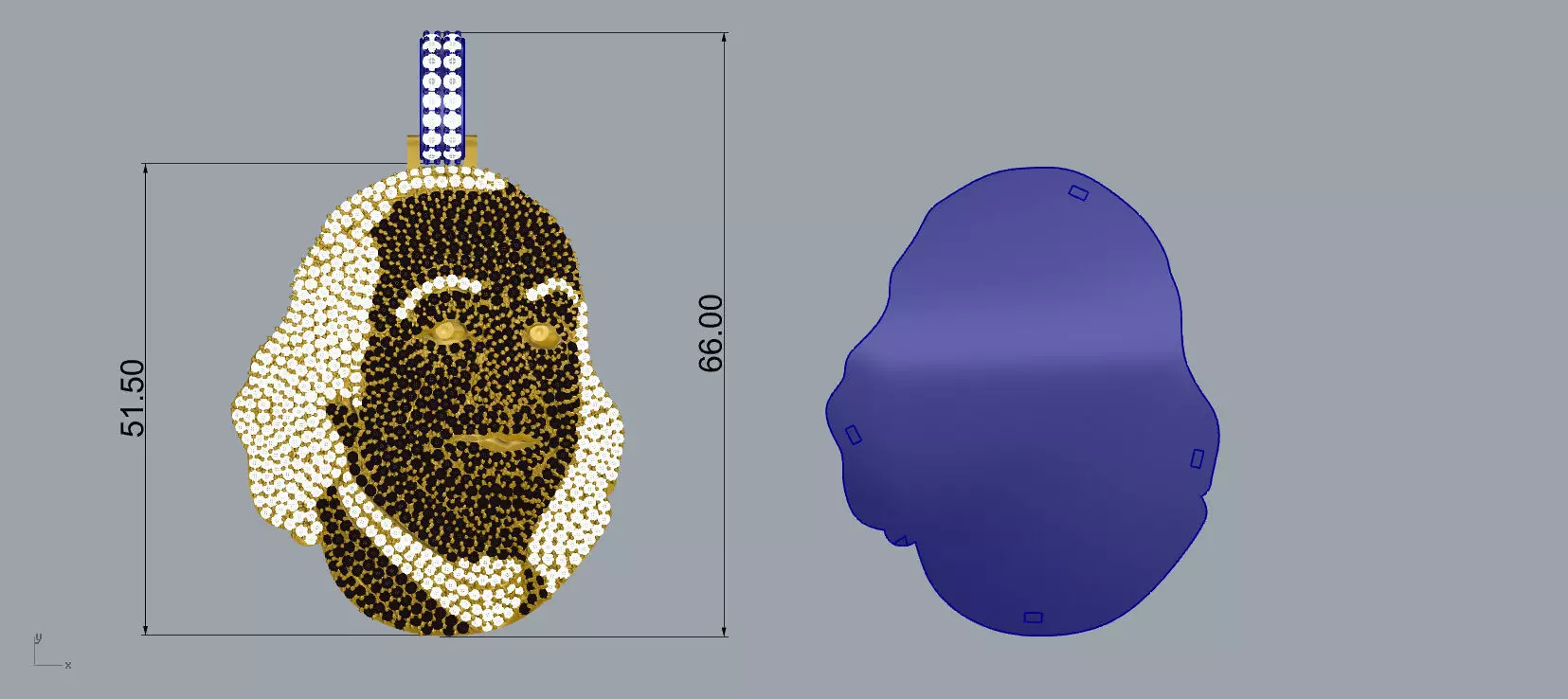 Benjamin Franklin Pendant Diamond Gold 3D print model_8