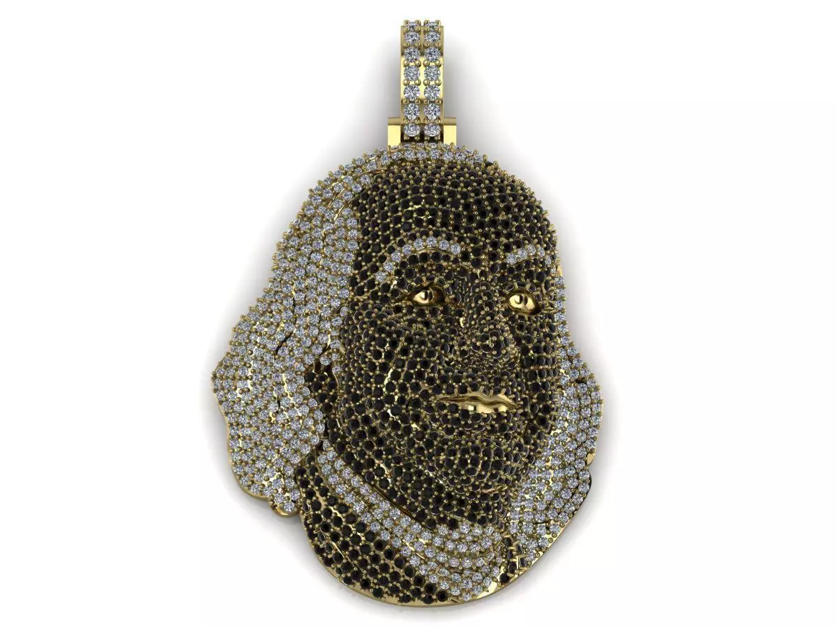 Benjamin Franklin Pendant Diamond Gold 3D print model_30