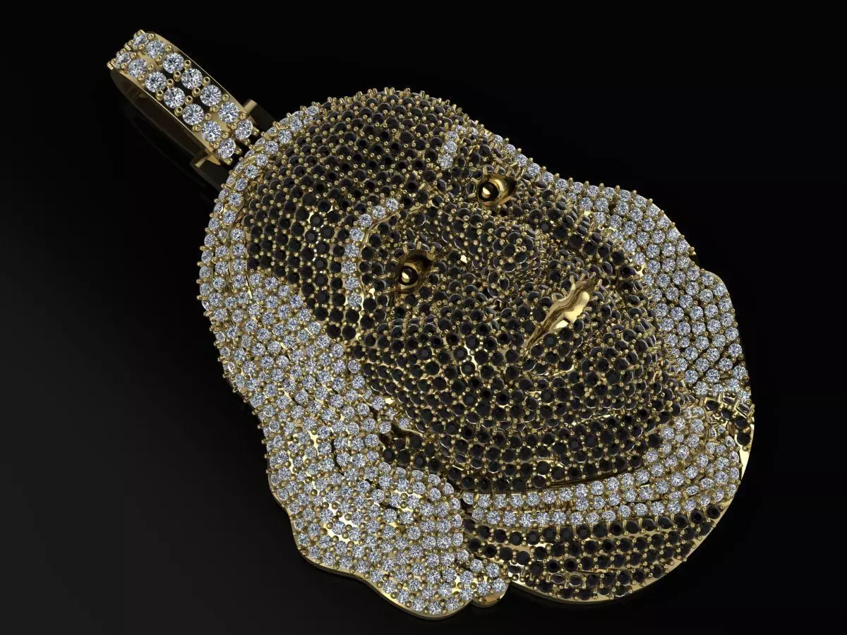 Benjamin Franklin Pendant Diamond Gold 3D print model_32