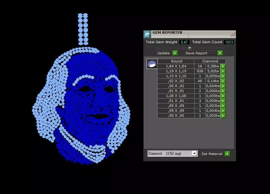 Benjamin Franklin Pendant Diamond Gold 3D print model_28