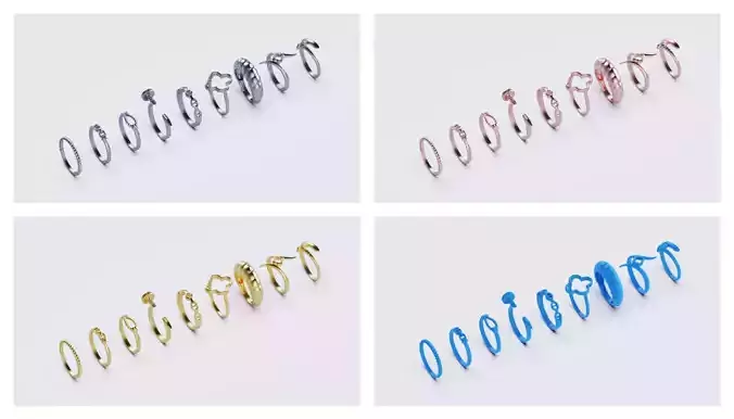 MINIMAL RING SET 9 model 3D Model Collection