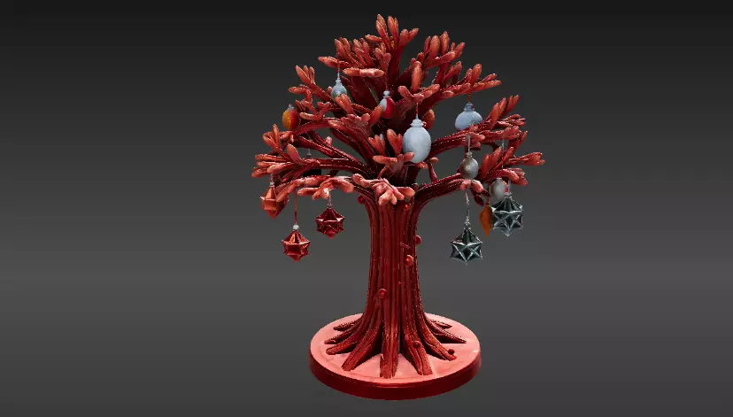 Festive Ornament Tree 3D Model Hanging Decoration Print-Ready 3D print model_13