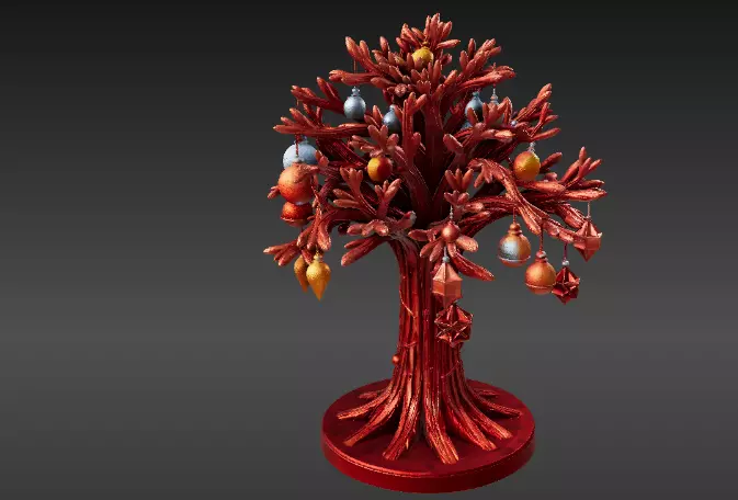 Festive Ornament Tree 3D Model Hanging Decoration Print-Ready 3D print model_4