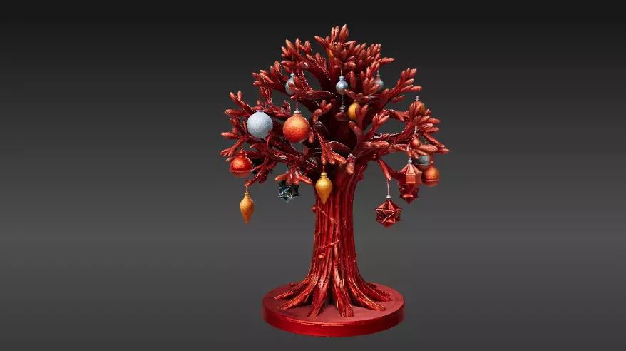 Festive Ornament Tree 3D Model Hanging Decoration Print-Ready 3D print model_8