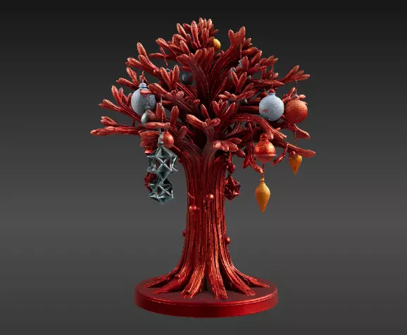 Festive Ornament Tree 3D Model Hanging Decoration Print-Ready 3D print model_11