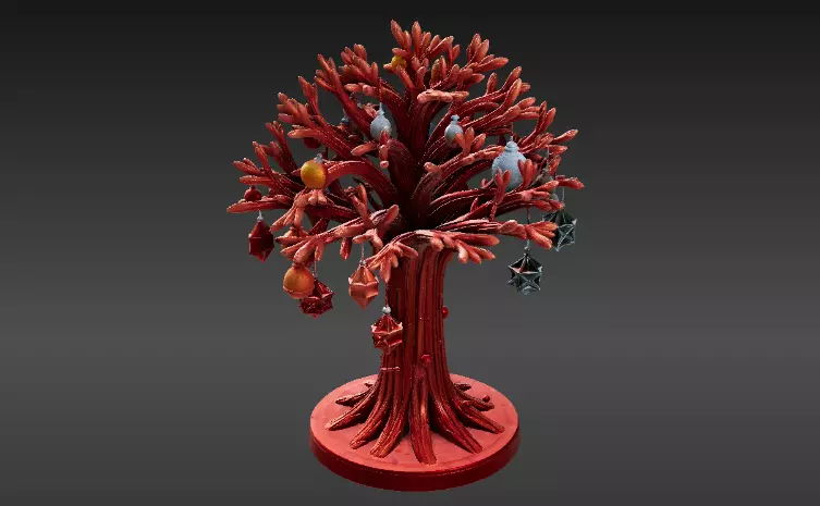 Festive Ornament Tree 3D Model Hanging Decoration Print-Ready 3D print model_2