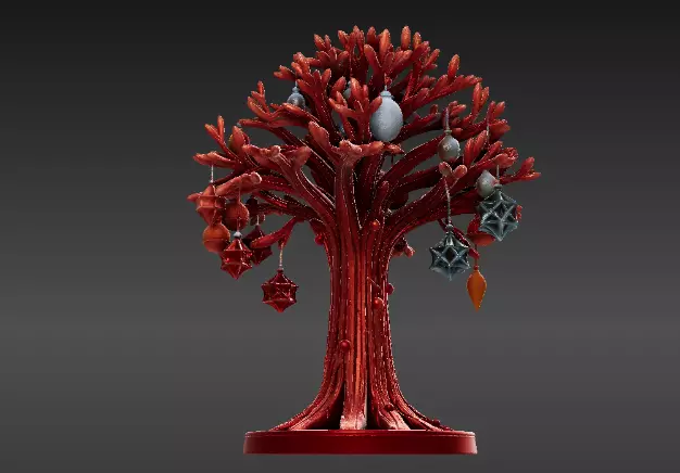 Festive Ornament Tree 3D Model Hanging Decoration Print-Ready 3D print model_5