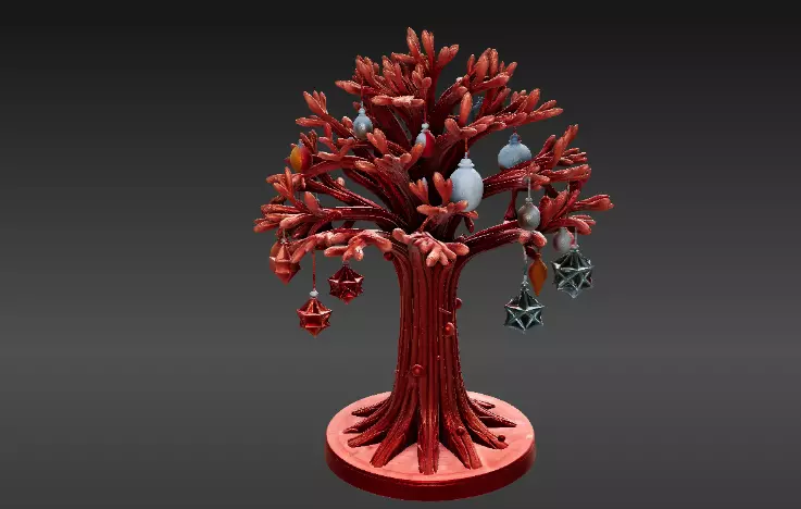 Festive Ornament Tree 3D Model Hanging Decoration Print-Ready 3D print model_6