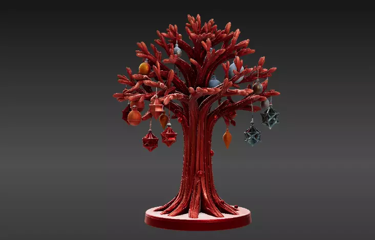 Festive Ornament Tree 3D Model Hanging Decoration Print-Ready 3D print model_1