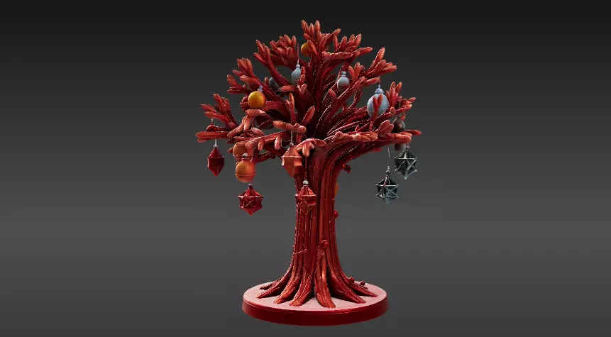 Festive Ornament Tree 3D Model Hanging Decoration Print-Ready 3D print model_0