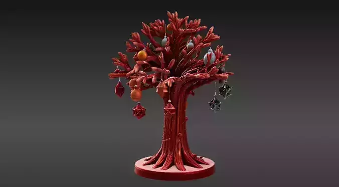 Festive Ornament Tree 3D Model Hanging Decoration Print-Ready 3D print model
