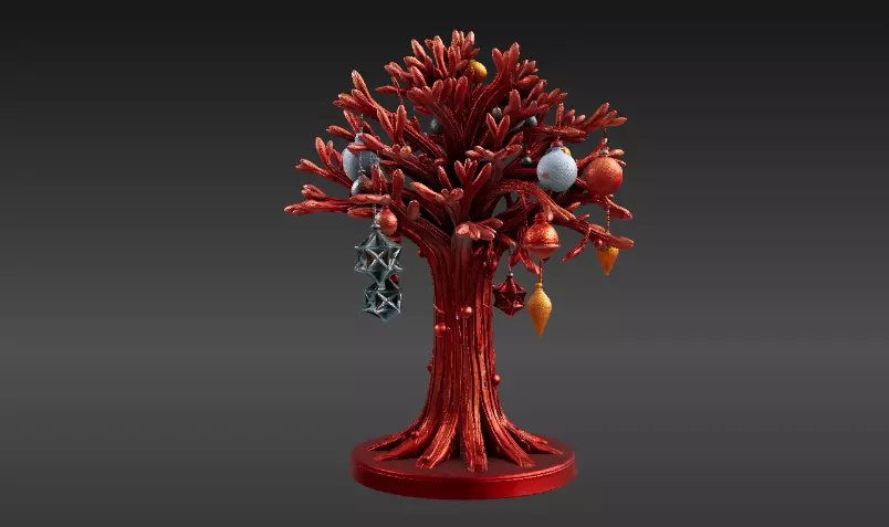 Festive Ornament Tree 3D Model Hanging Decoration Print-Ready 3D print model_10