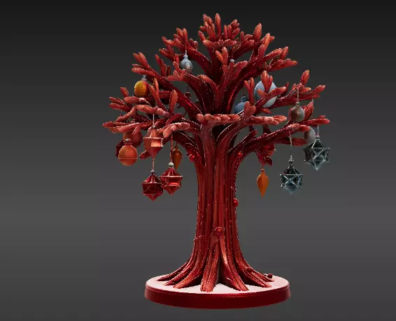 Festive Ornament Tree 3D Model Hanging Decoration Print-Ready 3D print model_14