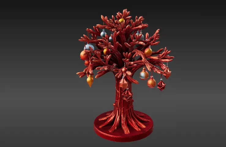 Festive Ornament Tree 3D Model Hanging Decoration Print-Ready 3D print model_3