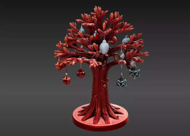 Festive Ornament Tree 3D Model Hanging Decoration Print-Ready 3D print model_12