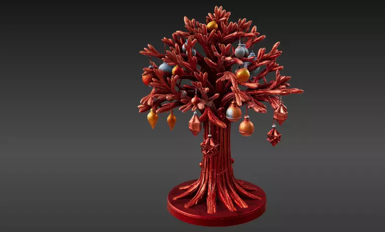 Festive Ornament Tree 3D Model Hanging Decoration Print-Ready 3D print model_7