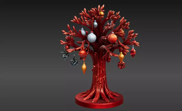 Festive Ornament Tree 3D Model Hanging Decoration Print-Ready 3D print model_9