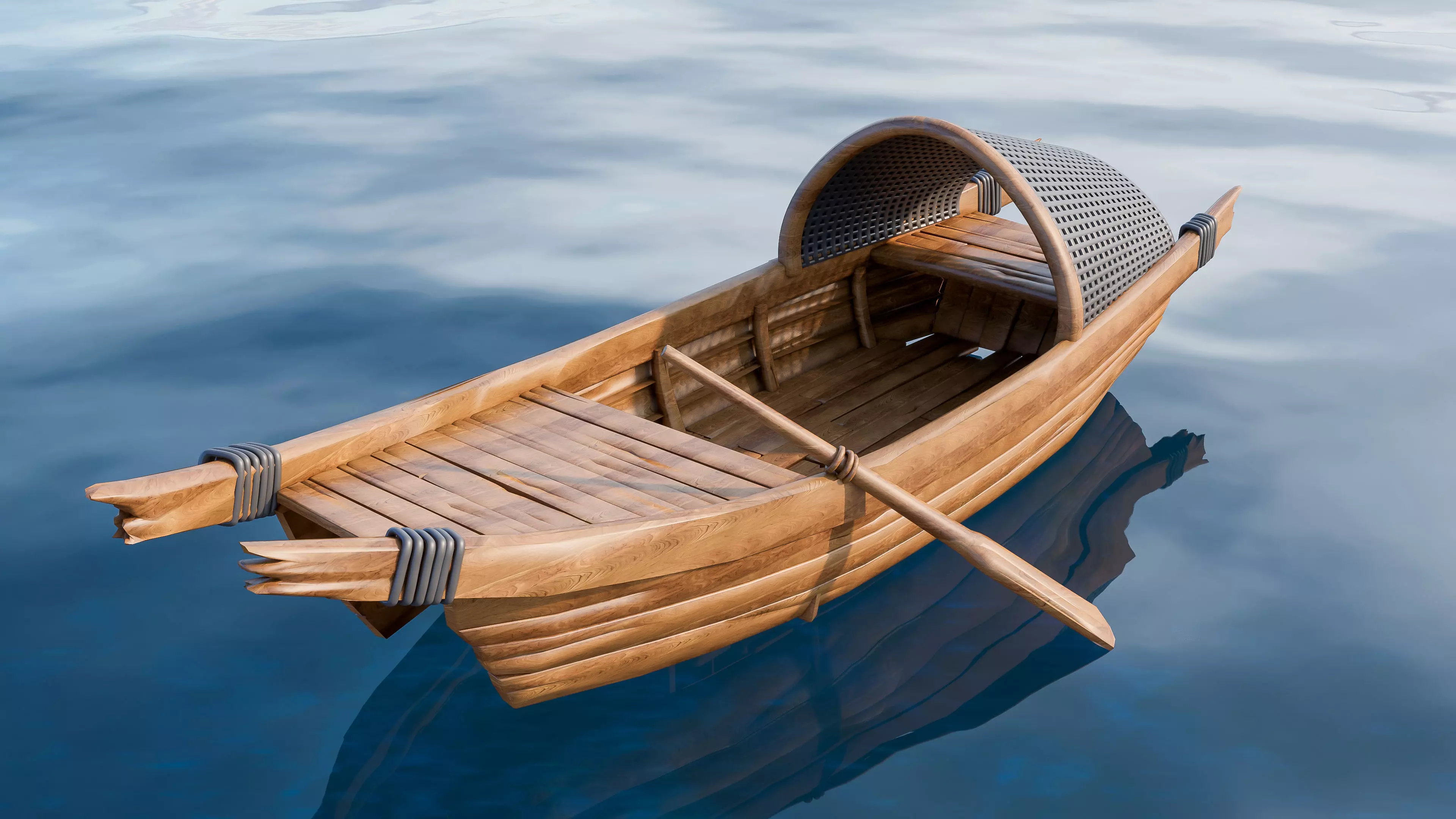 Wooden boat collection 5 Low-poly 3D model_15